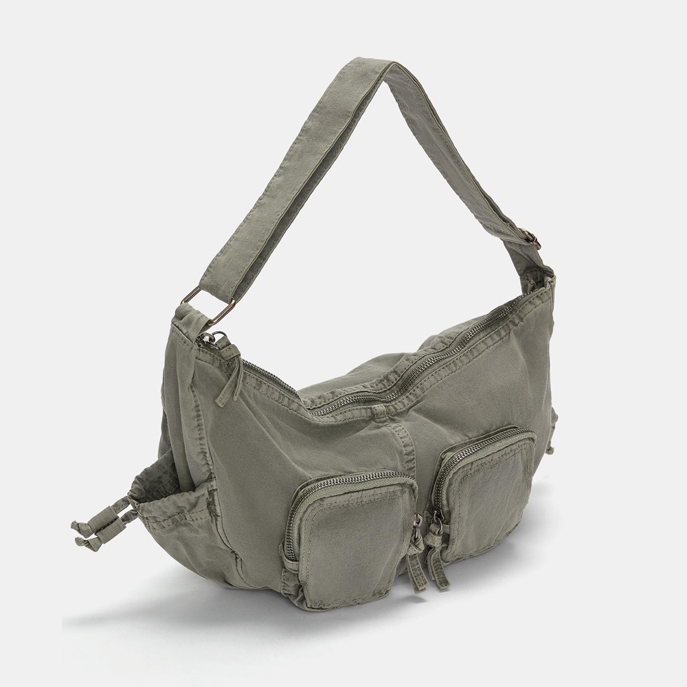 Canvas half-moon shoulder bag